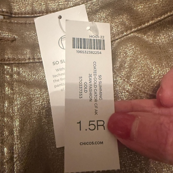 Chico's Platinum Denim Gold Jeans - Picture 8 of 12